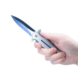 8.25" Dagger Folding Knife (Style: Black and Silver)